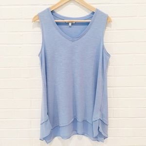 Sleeveless Flowing Blue Ellen Tracy Tank Blouse M